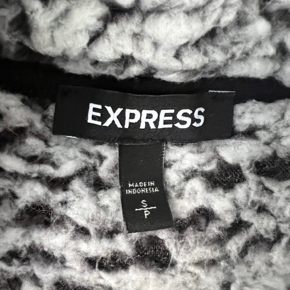 Express Kangaroo Pocket Gray Sherpa Sweater - Picture 4 of 7
